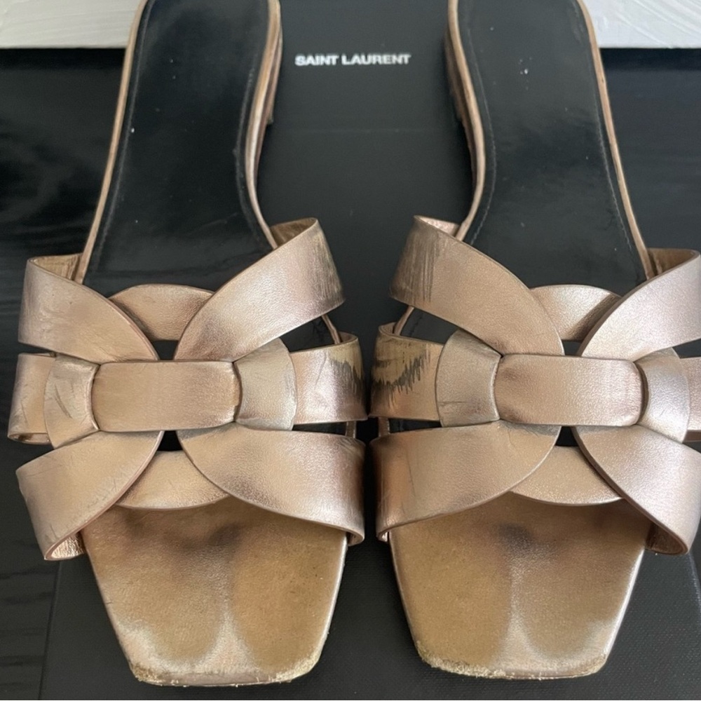 Saint Laurent Metallic Sandals - Picture 10 of 13